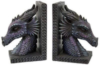 Gothic Purple Dragon Bookends Mystic Book Ends Set Evil