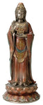 Bronze Gold and Silver Colored Nanhai Kuan Yin Statue Display