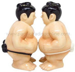 Hand Painted Ceramic Magnetic Salt and Pepper Shaker Set- Sumo Wrestlers