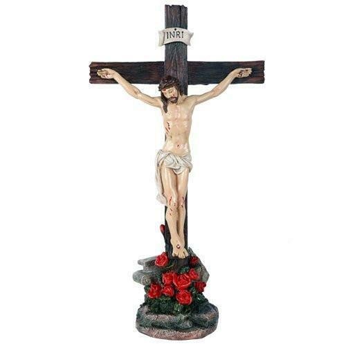 Crucifix Jesus on Cross Catholic Religious Collectible Tabletop Decor Gift 15 in