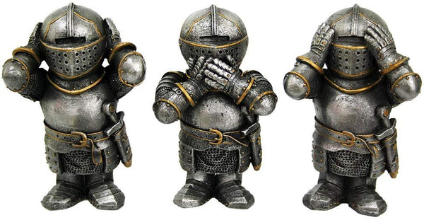 Pacific Giftware Medieval Knights See No Evil Speak No Evil Hear No Evil Funny Knights Collectible Set