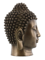6.5 Inch Buddha Head Buddhist Religious Bronze Finish Statue Figurine (Polished Bronze)