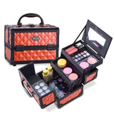 Mini Makeup Train Case 9.5" Aluminum Professional Cosmetic Organizer Box with Mirror