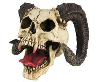 PTC 10.5 Inch Evil Ram Horned Skull with Tongue Out Figurine Statue