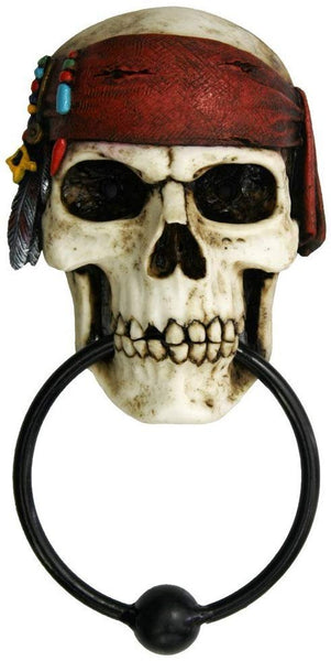 Pacific Giftware Nautical Buccaneer Pirates Skull Door Knocker Halloween Decor Figurine 7.85 Inch Tall