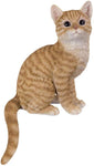 ABZ Brand Realistic Orange Striped Tabby Sitting Cat with Detailed Glass Eyes Statue 15.5" H Kitten Collectible