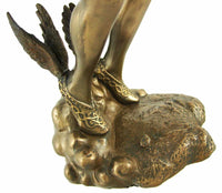 Greek God Hermes Bronzed Finish Statue Mercury Luck
