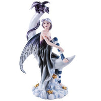 Pacific Giftware Celestial Fairy Seated on Crescent Moon with Fantasy Dragon Figurine 13 Inch
