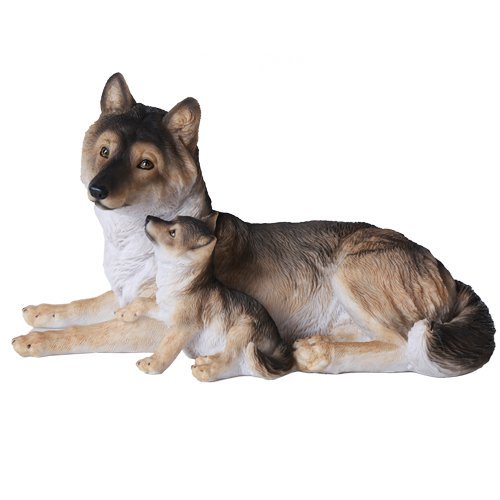 Pacific Giftware Grey Wolf with Pups Wildlife Collection Figurine Statue 9.5 inch Realistic Looking Collectible Home Decor Gift