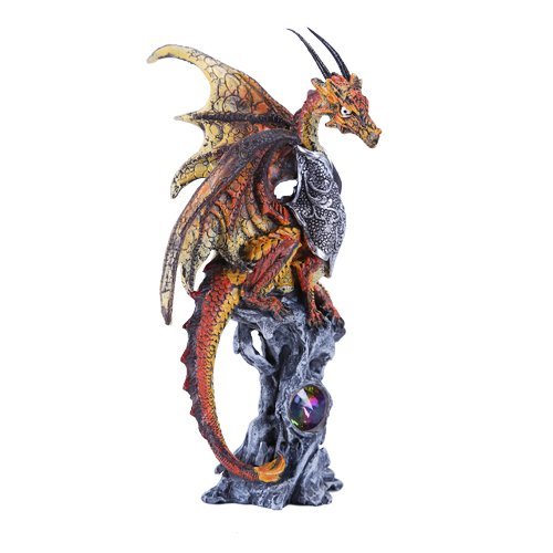 Pacific Giftware Small Winged Guardian Fire Dragon Knight with Rhinestone Rock Crystal