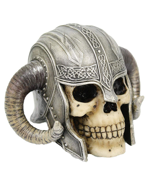 PTC 5 Inch Celtic Helmet Warrior Skeleton Skull Resin Statue Figurine
