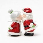 Hand Painted Ceramic Magnetic Salt and Pepper Shaker Set- Santa and Mrs Claus