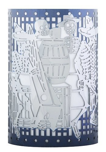 Blue Day of The Dead Posada Embellished Votive Candle Holder