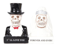 Pacific Giftware Love Never Dies Bride and Groom Day of The Dead Skeleton Couple Magnetic Salt and Pepper Shakers Gift Box Set Ceramic