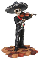 Male Skeleton Skull Black Mariachi Band Violin Statue