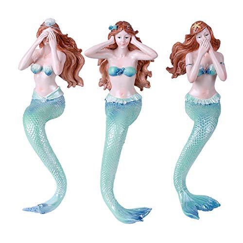 Under The Sea Ocean Hear See Speak no Evil Mermaids Resin Figurine Shelf Sitters