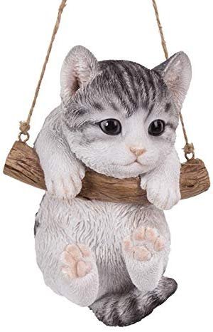 Pacific Giftware Realistic Kitten Hanging from Branch Rope Hanger Statue