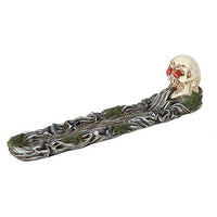11.75 Inch Pot Leaf Skeleton Skull Incense Burner Statue Figurine