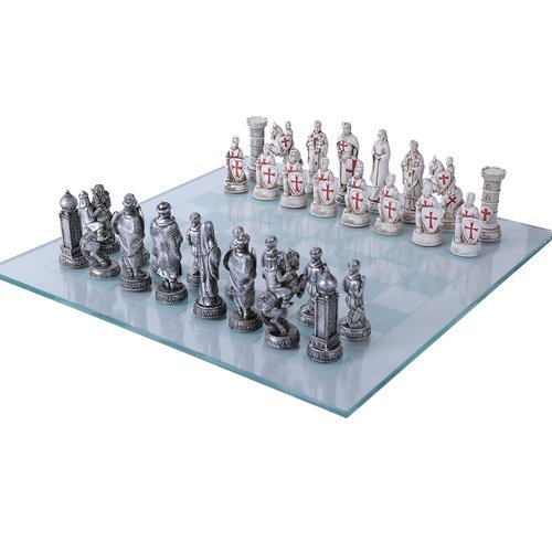 Crusader VS Ottoman Chess Set With Glass Board