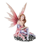 Fairyland Light Pink Winged Fairy Reading a Book Statue Figurine