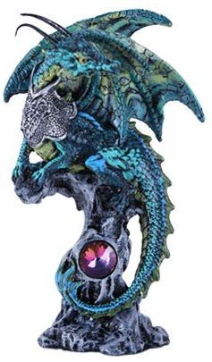 Pacific Giftware Small Winged Guardian Jade Dragon Knight with Rhinestone Rock Crystal