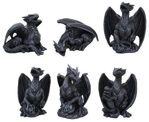 4 Inch Miniature Gargoyle Dragons Statue Figurines, Set of Six