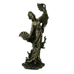 PTC 12.75 Inch Resin Standing Geisha Woman with Fans Statue Figurine