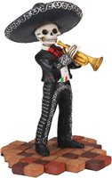 Skeleton Skull Black Mariachi Band Trumpet Statue