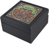 Lisa Parker Celtic Tree of Life Art Tile Trinket Jewelry Keepsake Box