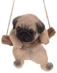 Pacific Giftware Realistic Pug Puppy Hanging from Branch Rope Hanger Statue