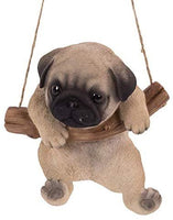 Pacific Giftware Realistic Pug Puppy Hanging from Branch Rope Hanger Statue