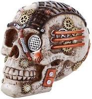 Steampunk Gearwork Skull with Secret Stash Drawer Trinket Box Collectible