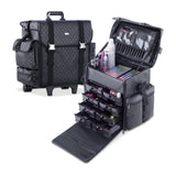 Professional Makeup Cosmetic Carry Case w/ 8 Removable Organizer Drawers and Brush Holder Soft-sided Nylon Fabric