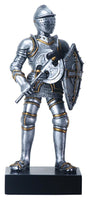 9" Silver Color "At Ready" Gothic Knight with Axe and Shield Figurine