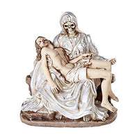 Santa Muerte Statue Piadosa La Pieta Compassion of The Holy Death Saint Religious Statue 7 Inch White Tunic Purification Santisima Muerte Sculpture