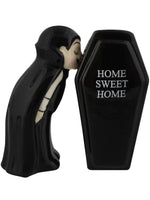 Vampire with a Coffin Magnetic Ceramic Halloween Salt and Pepper Shakers