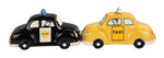 Attractives Magnetic Ceramic Salt Pepper Shakers Taxi Cars Colorful