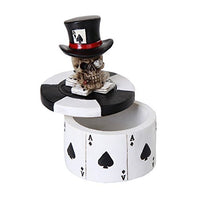 Botega Distributing Poker Chips Ace of Spades Trinket Box Human Skull Top Hat Vegas