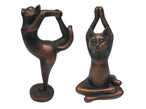 Pacific Giftware Zen Garden Inner Peace Yoga Cats Set of 2 Figurine Collectible Sculpture Decor 5 inch Tall