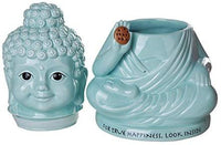 Meditation Buddha Happiness Inside Ceramic Cookie Jar Functional Kitchen...