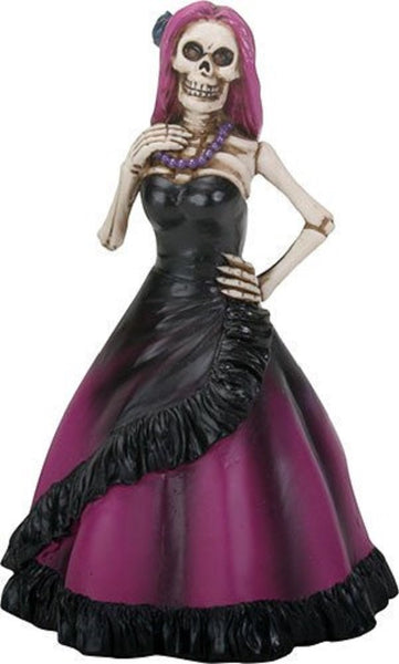 YTC Summit International Day of the Dead Lady Skeleton in Purple Dress Figurine Dia de Los Muertos New