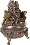 Pacific Giftware Oriental Fengshui Antique Dragon Lidded Incense Burner Cast Bronze Finish Auspicious Collectible 6 inch H