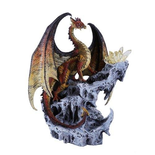 12"H Hyperion Dragon with LED Light Golden Crystal