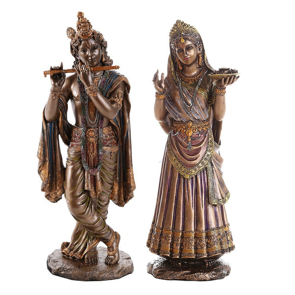 Pacific Giftware Radha Krishna Hindu Deity Figurine Set Indian Deity Collectible 10 Inch (Radha + Krishna)