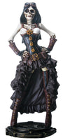 STEAMPUNK LADY OFFICER SKELETON SCULPTURE INVESTIGATING CRIME SCENE FIGURINE