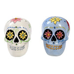 Pacific Giftware Day of Dead Sugar White & Blue Skulls Salt & Pepper Shakers Set Rhinestone DOD