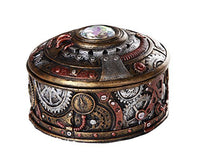 Pacific Giftware Steampunk Gearwork Time Travel Lidded Stash Box Sculptural Decor 4 Diameter Round Box