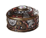 Pacific Giftware Steampunk Gearwork Time Travel Lidded Stash Box Sculptural Decor 4 Diameter Round Box