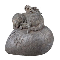 Dog Cat Memorial Cremation Urn Foot Print Heart Rock Bottom Load