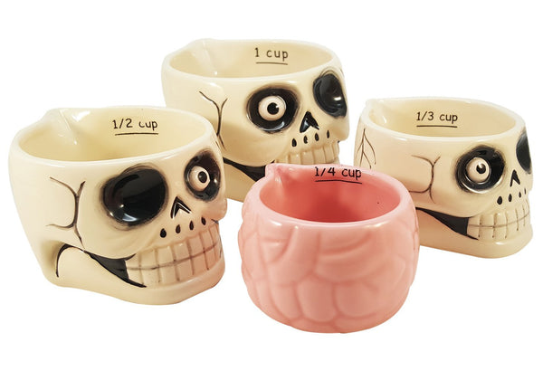 Pacific Giftware Spooky Halloween Haunted Skull and Brains Nesting Measuring Cup Set of 4 Creative Kitchen Decor